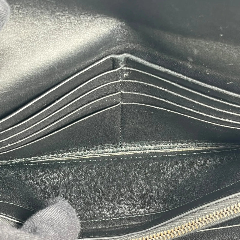 BOTTEGA VENETA Intrecciato Leather Long Wallet - Black 