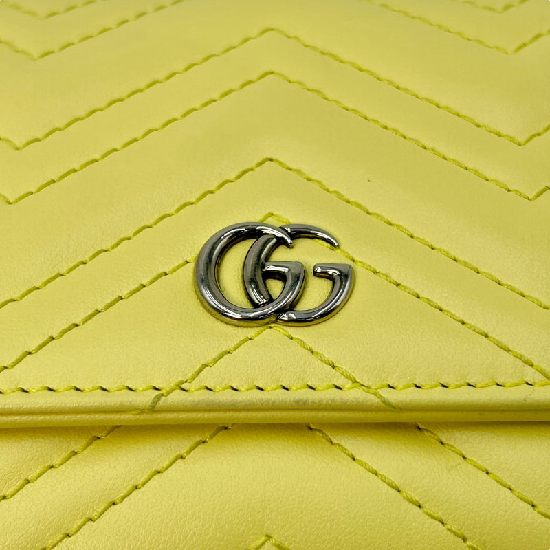 GUCCI GG Marmont Leather Compact Wallet - Yellow
