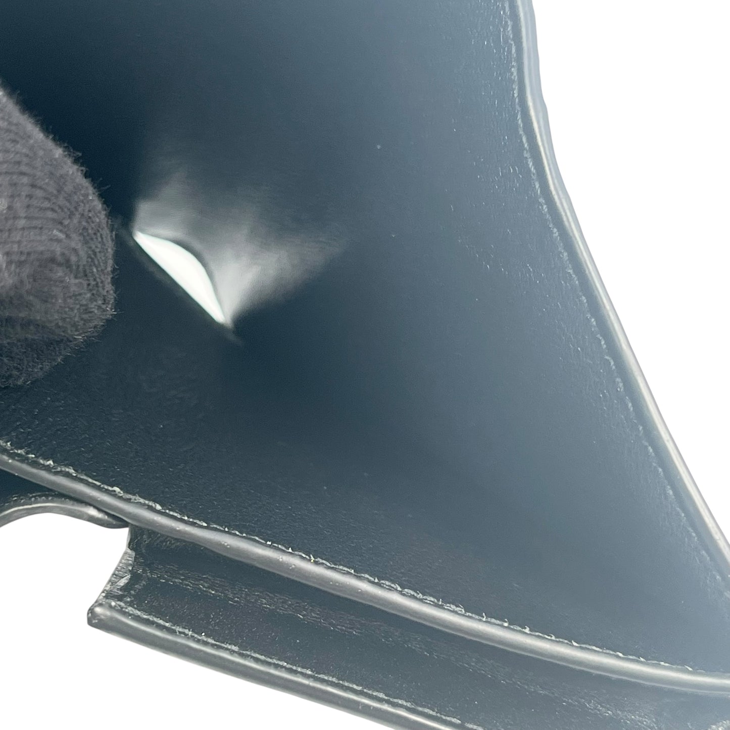 BALENCIAGA Classic Cash Leather Coin Purse Card Case Wallet - Black