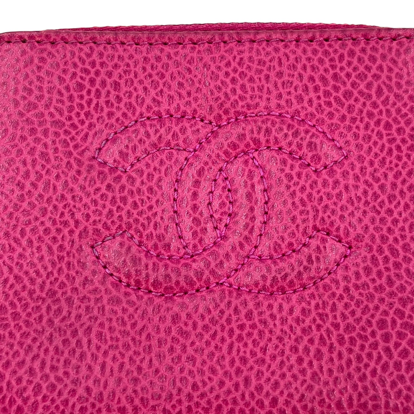 CHANEL キャビアスキン ジップ コインケース - ピンク