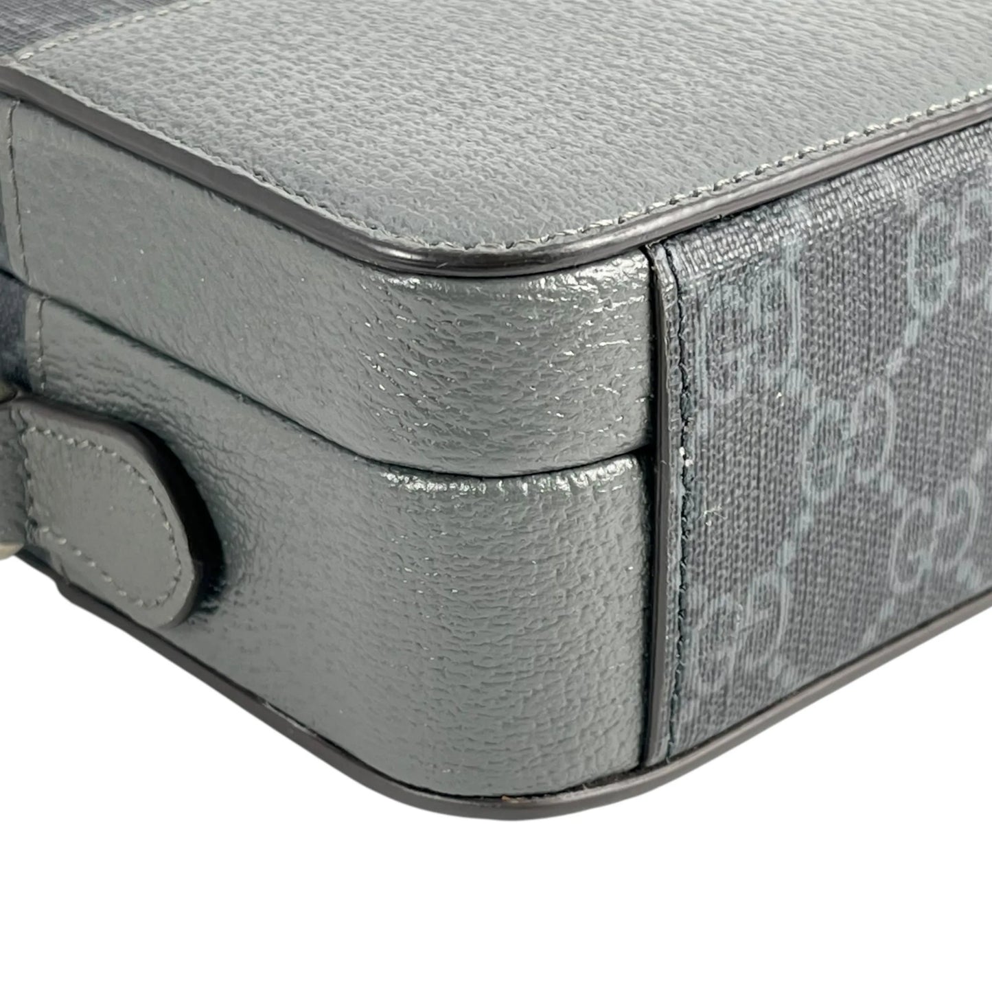 GUCCI GG Supreme Small Faux Leather Cross Body Bag - Gray