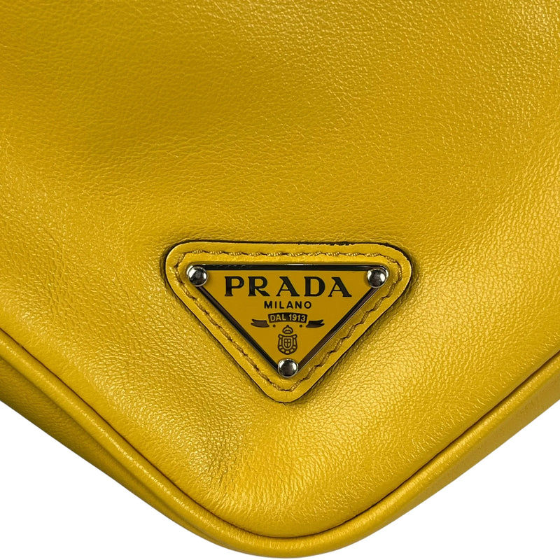 PRADA Triangle Leather Clutch Bag - Yellow