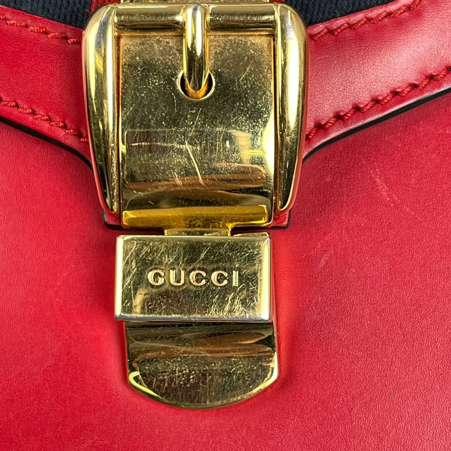 GUCCI Sylvie Chain Mini Hand Bag Shoulder Bag - Red