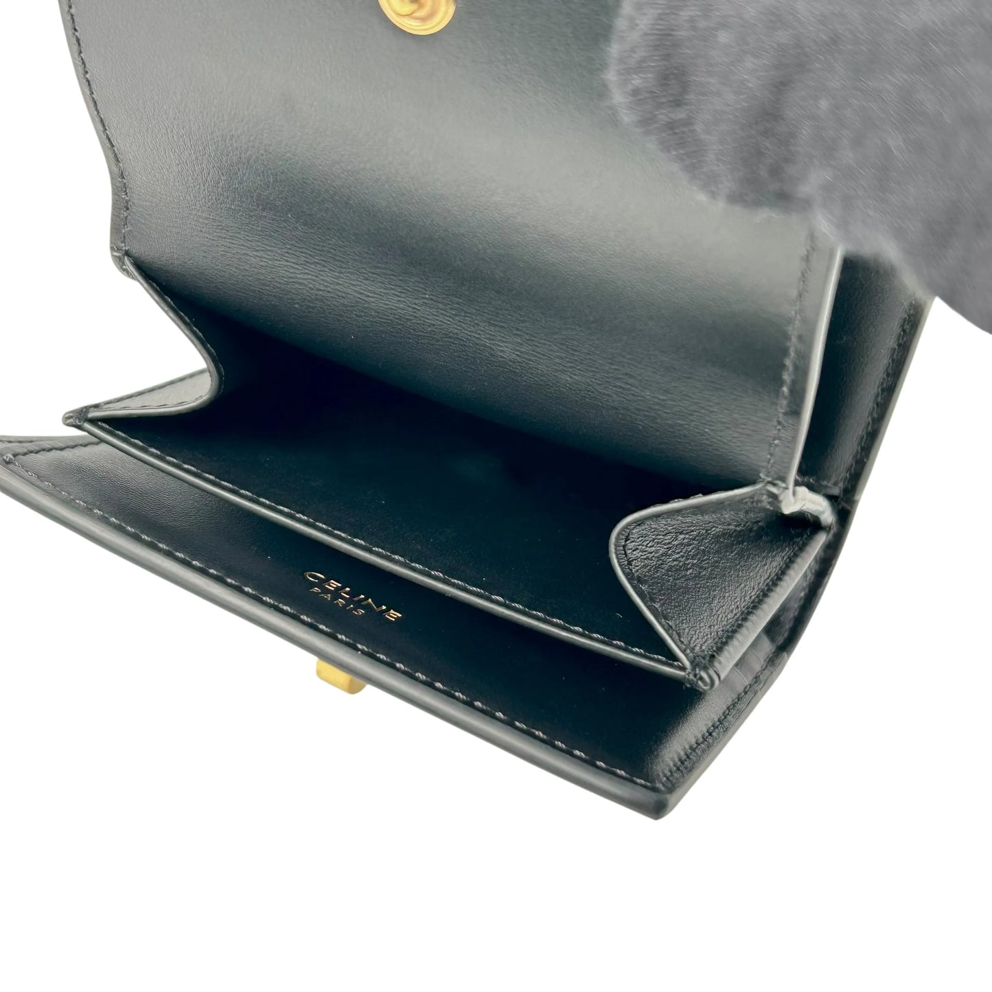 CELINE Trifold Calfskin Compact Wallet 16 - Black