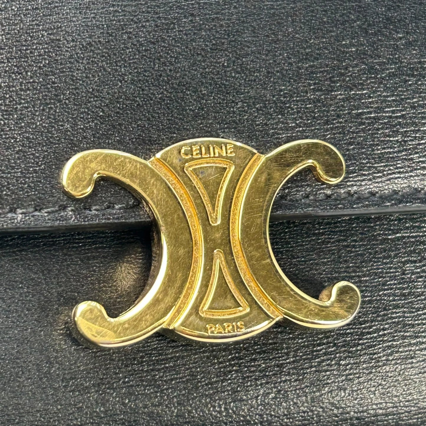 CELINE Compact Wallet With Coin Triomphe In Shiny Calfskin - Black
