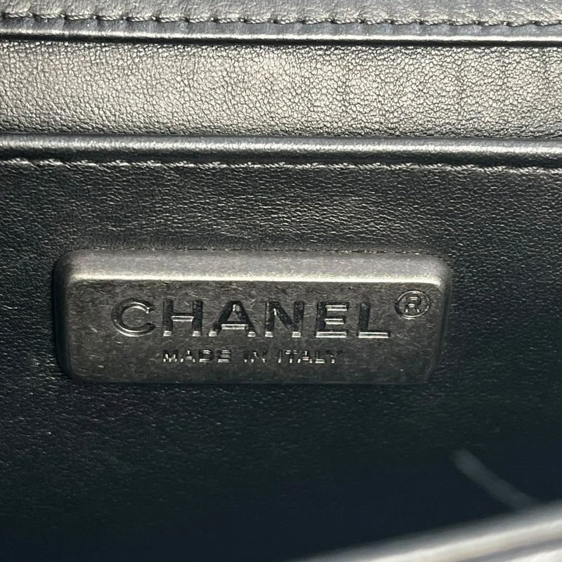 CHANEL Boy Chanel Fur Chain Shoulder Bag - Black