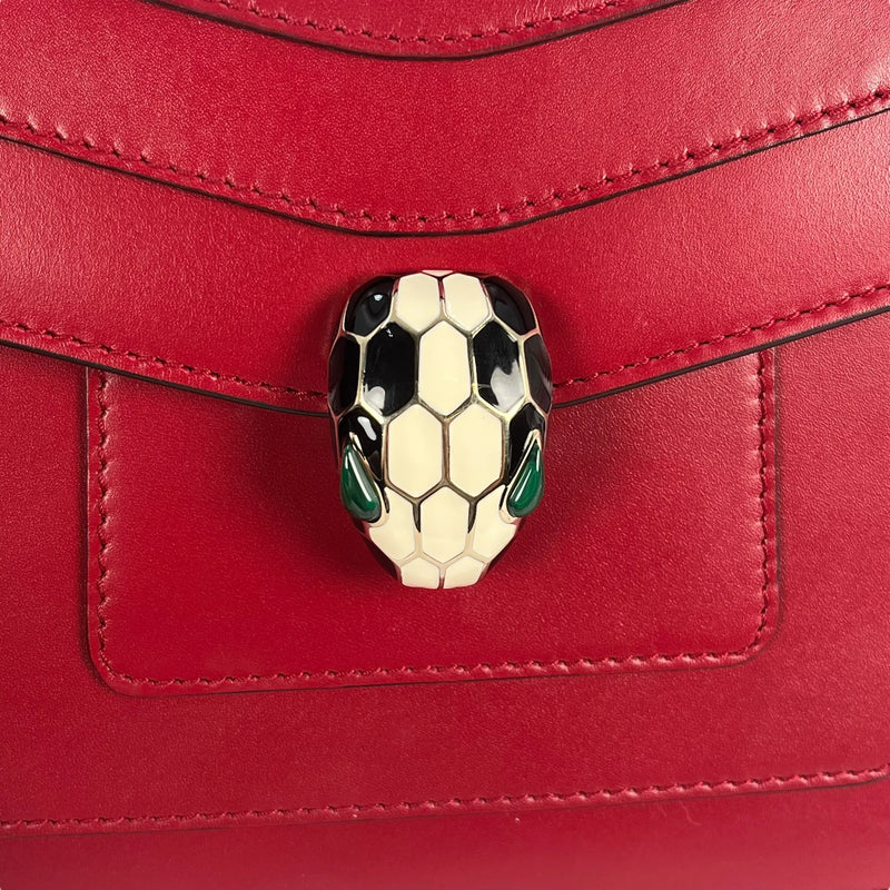 BVLGARI Serpenti Forever Crossbody Bag Chain Shouder Bag - Red