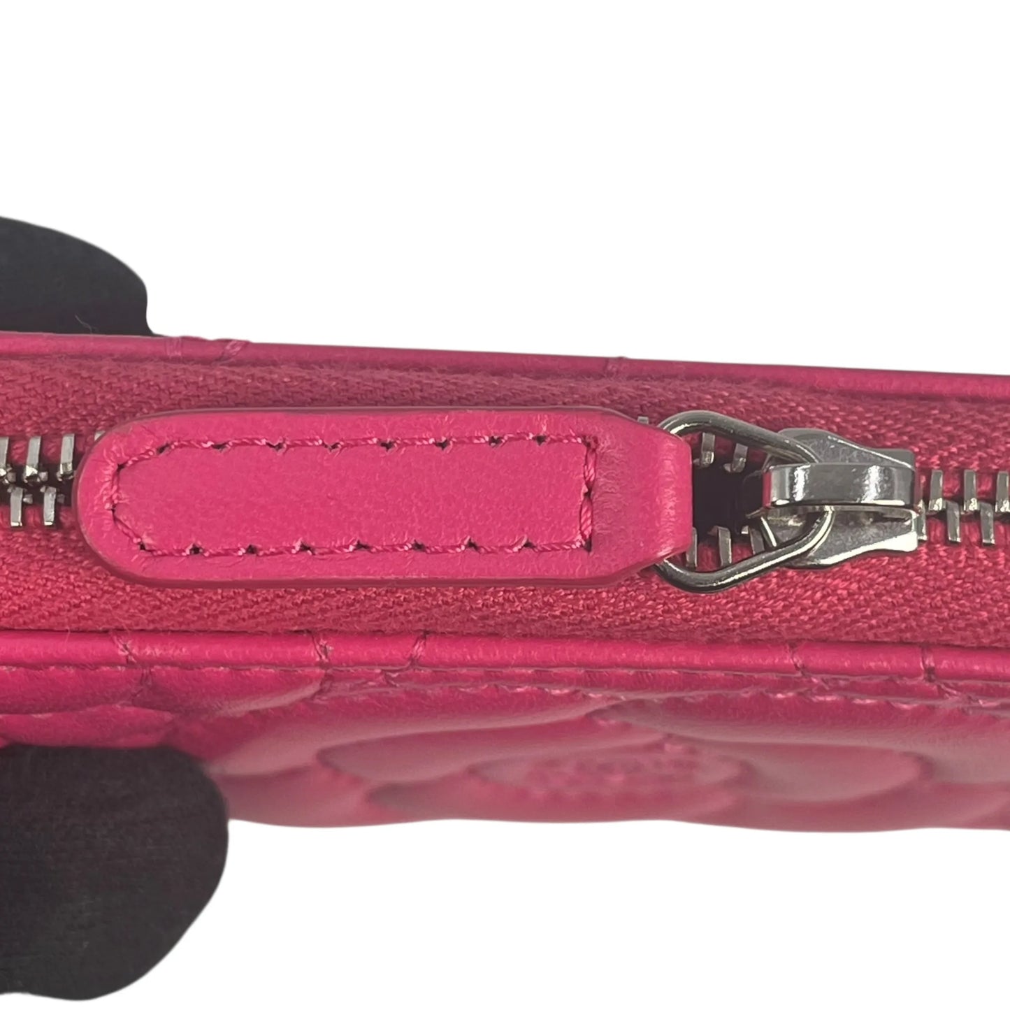 CHANEL Camellia Embossed Coin Case - Pink
