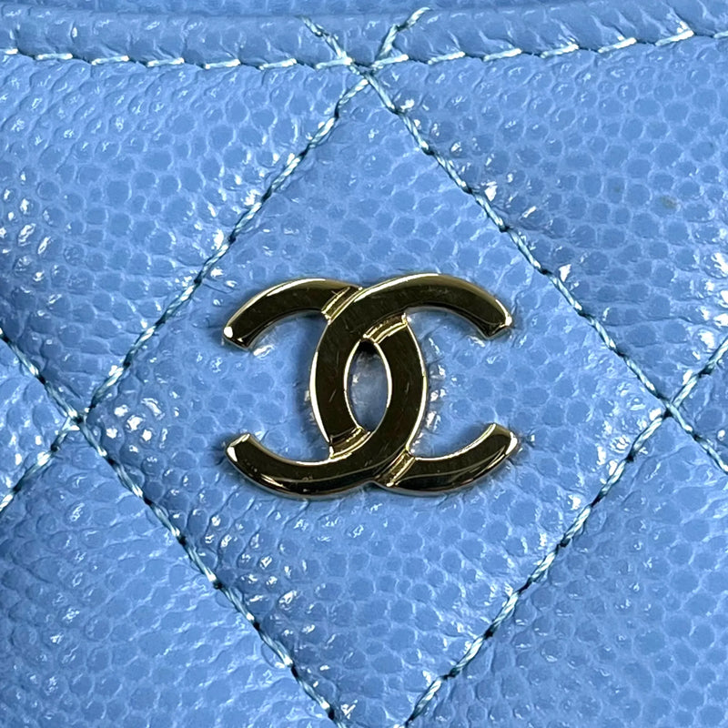 CHANEL Caviarskin Classic Zipped Coin Case - Blue