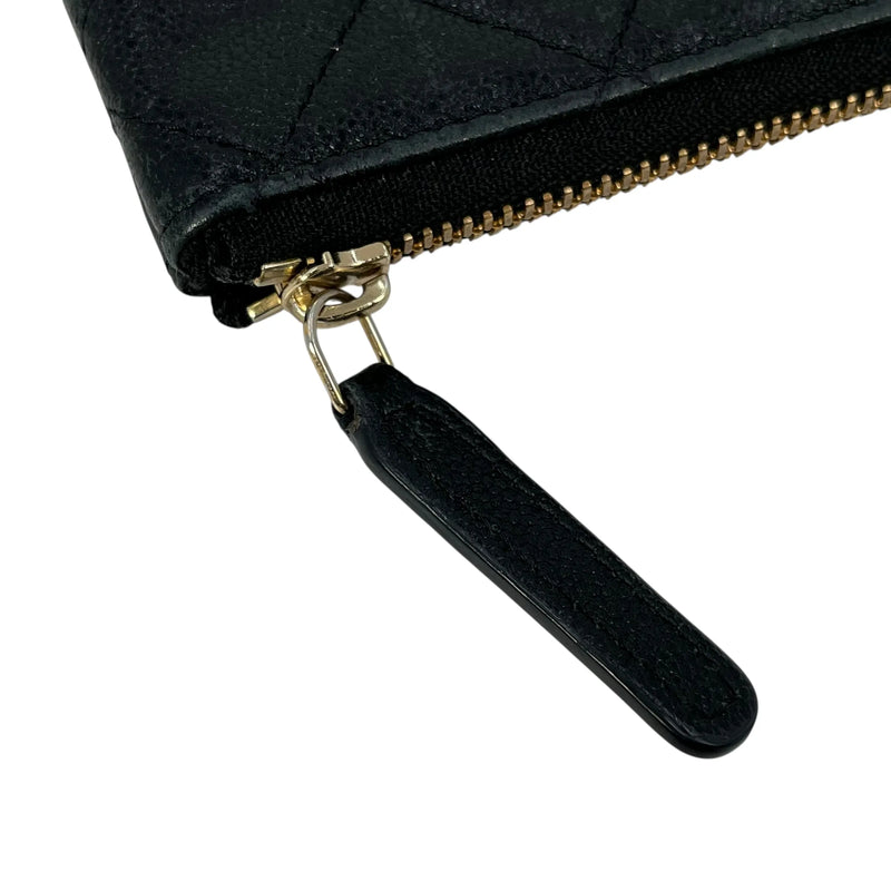 CHANEL Caviar Leather Classic Zip Coin Case - Black 