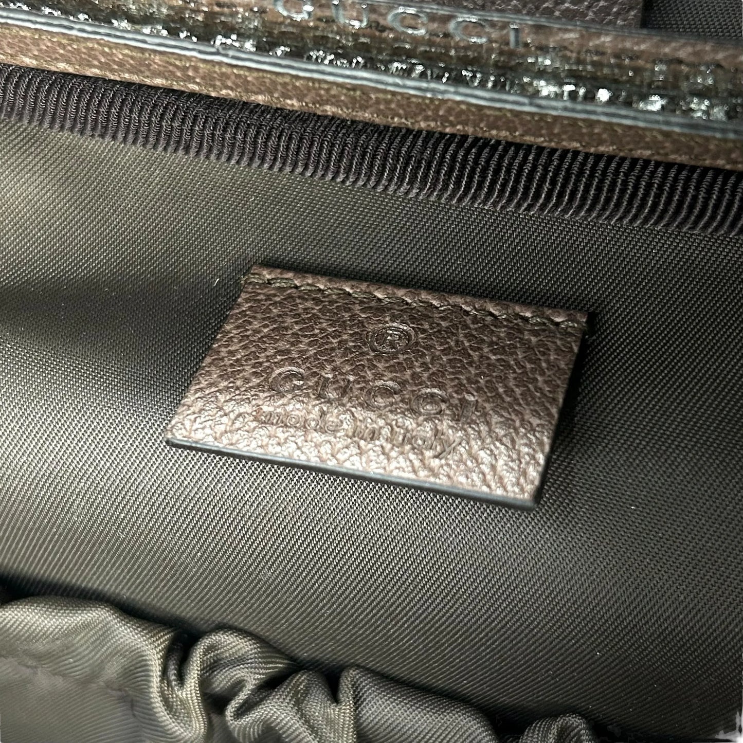 GUCCI Ophidia GG Supreme Canvas Cosmetic Case Handbag - Brown 