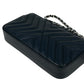 CHANEL Chevron Lambskin Chain Wallet - Black