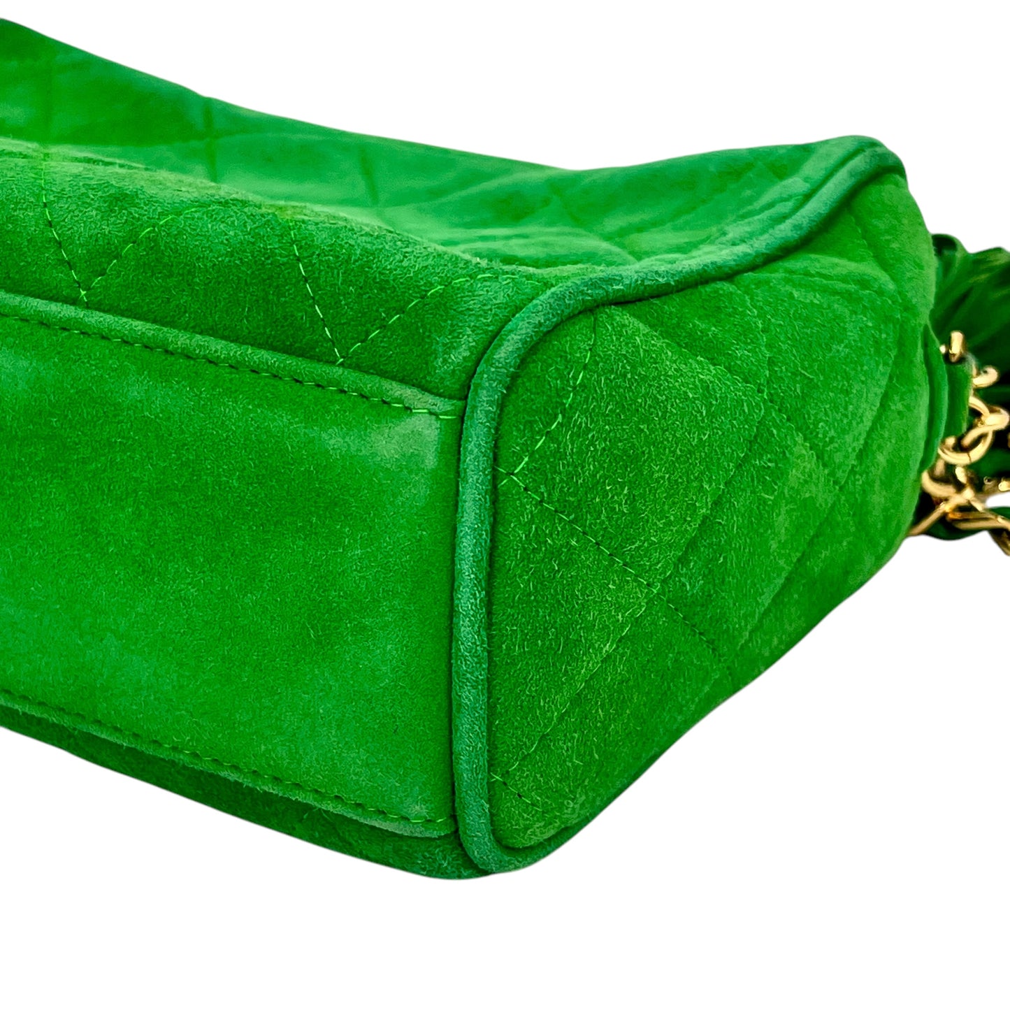CHANEL Fringed Charm Chain Shoulder Green