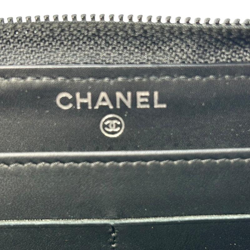 CHANEL Cocomark Caviar Skin Zip Long Wallet - Black
