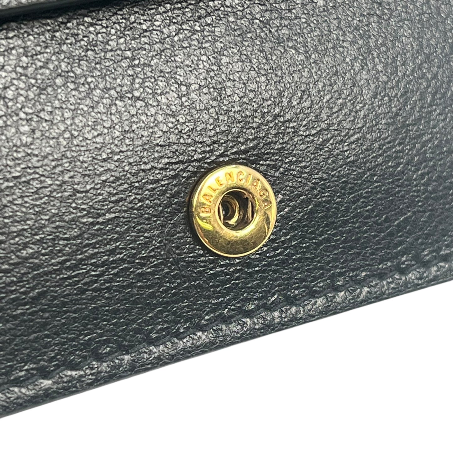 BALENCIAGA Classic Cash Leather Coin Purse Card Case Wallet - Black