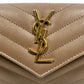 Saint Laurent Cassandra Matelasse Card Case Compact Wallets - Beige