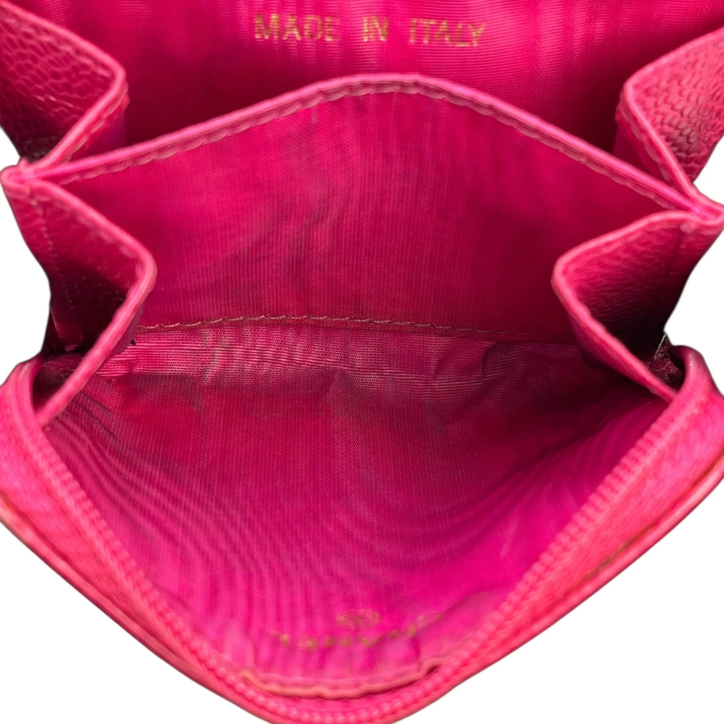 CHANEL キャビアスキン ジップ コインケース - ピンク