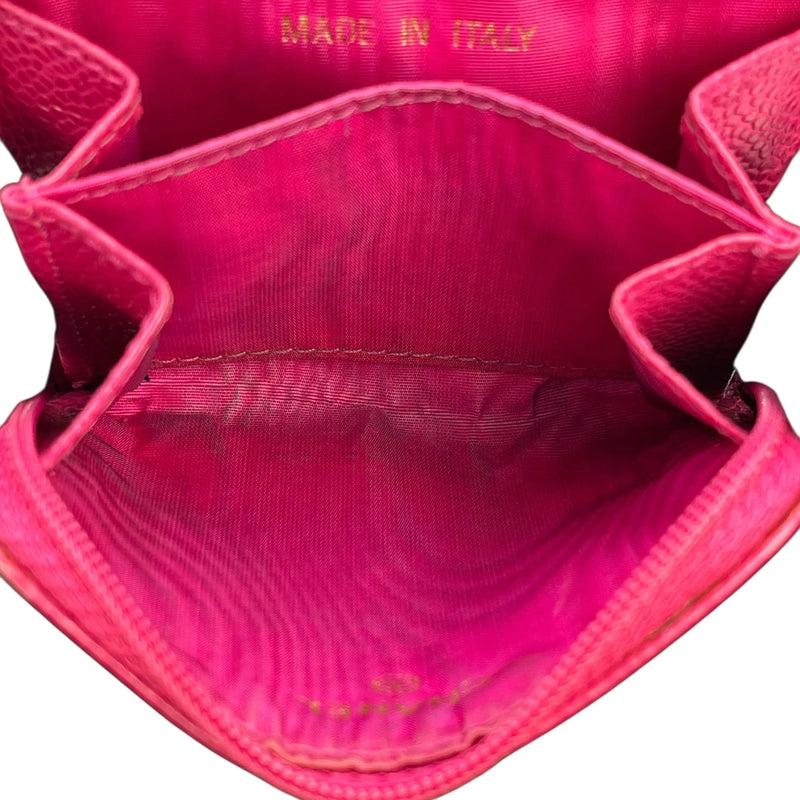 CHANEL キャビアスキン ジップ コインケース - ピンク