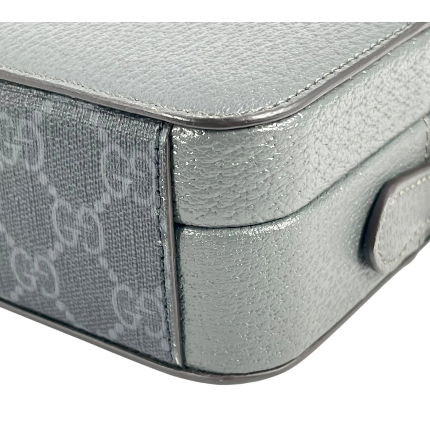 GUCCI GG Supreme Small Faux Leather Cross Body Bag - Gray
