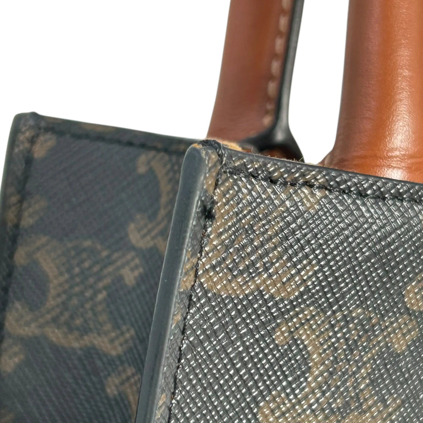 Celine Mini Vertical Cabas Triomphe Canvas Hand Bag - Brown 