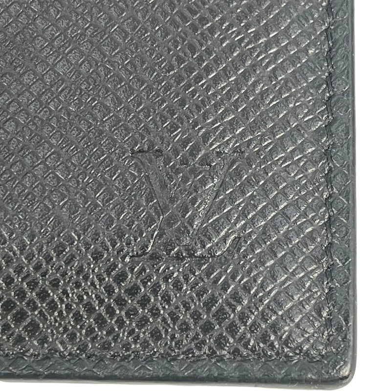 LOUIS VUITTON Taiga Leather Card Case and Coin Purse - Black 