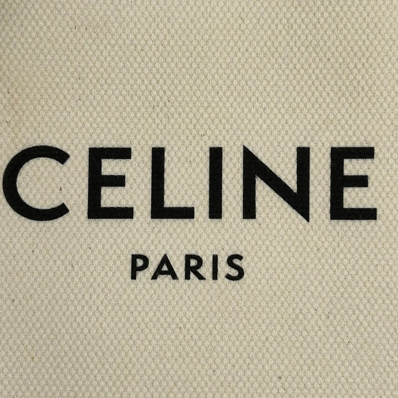 CELINE Mini Vertical Cabas Canvas Hand Bag Shoulder Bag - White