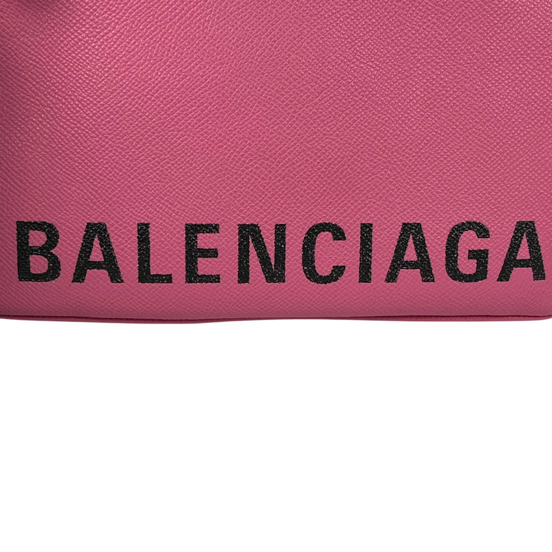 BALENCIAGA Ville Logo Leather Pouch Clutch Bag - Pink