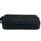 CHANEL Chevron Lambskin Chain Wallet - Black