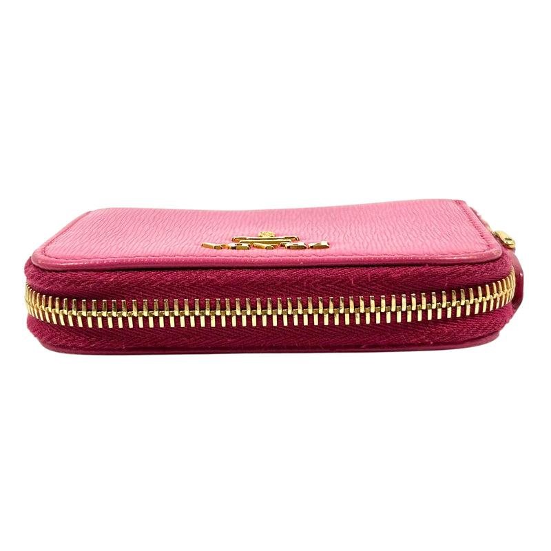 PRADA Round Zip Compact Wallet Coin Purse - Pink