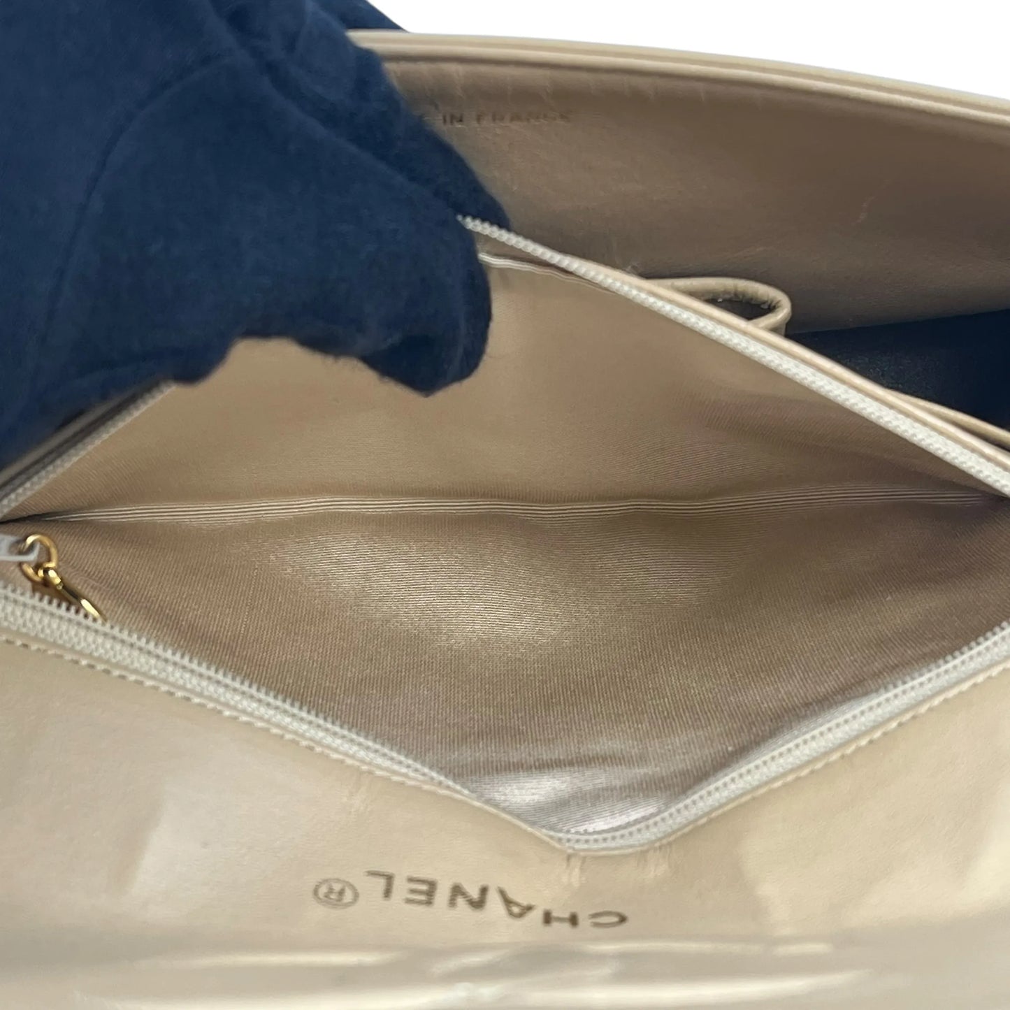 CHANEL 2.55 East West Matelasse Chain Shoulder Bag - Beige