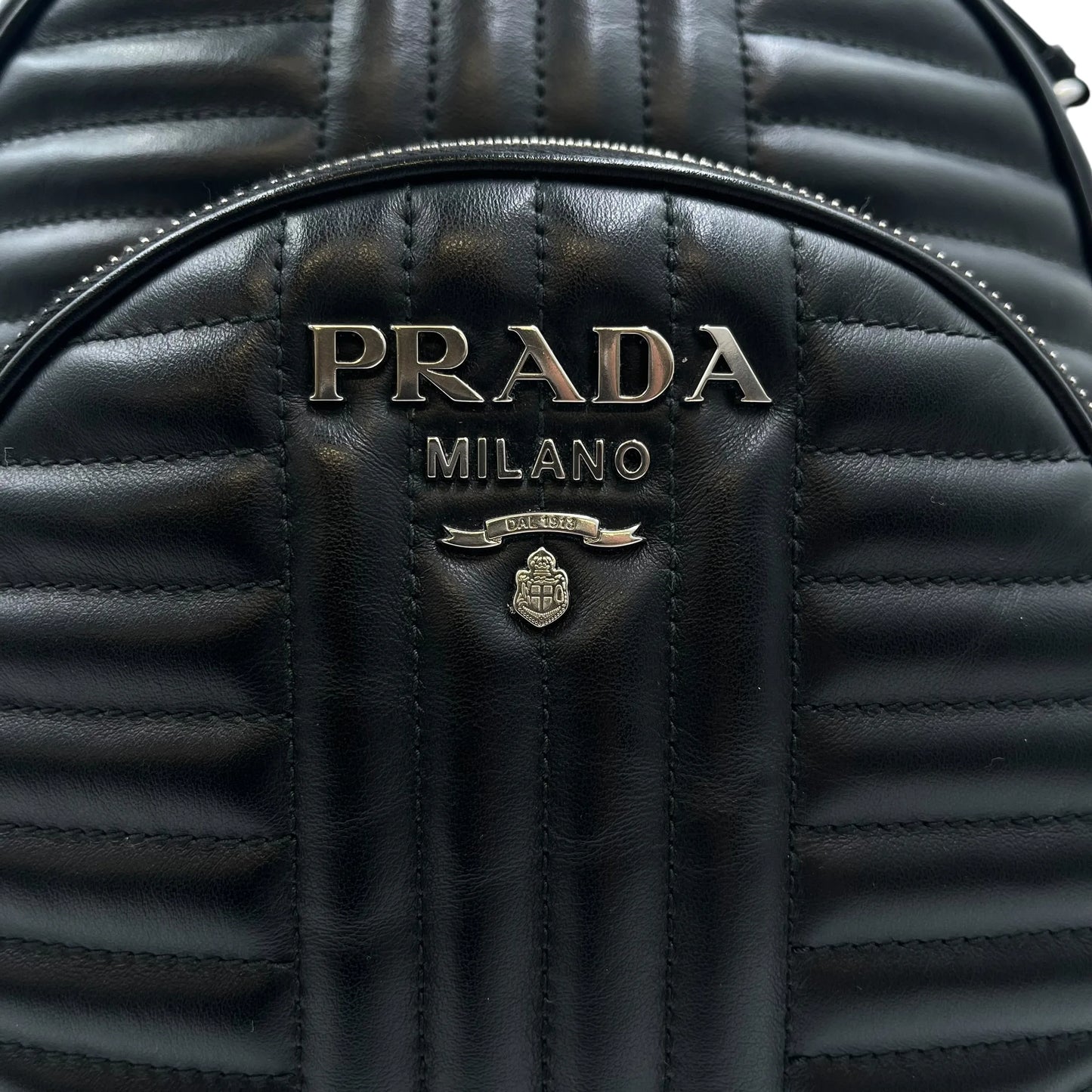 PRADA Diagramme Leather Backpack - Black