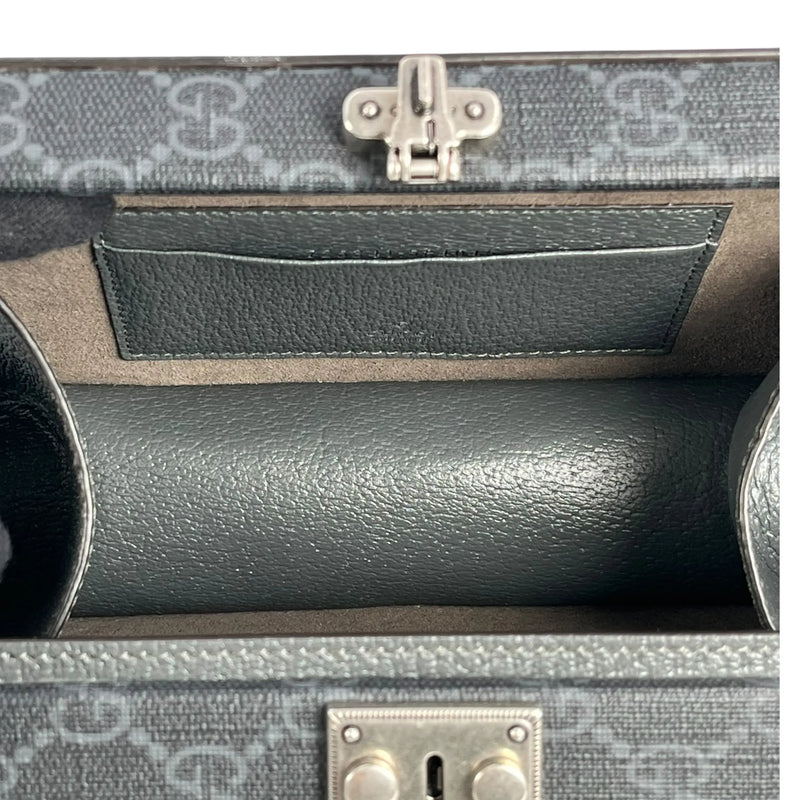 GUCCI GG Supreme Small Faux Leather Cross Body Bag - Gray