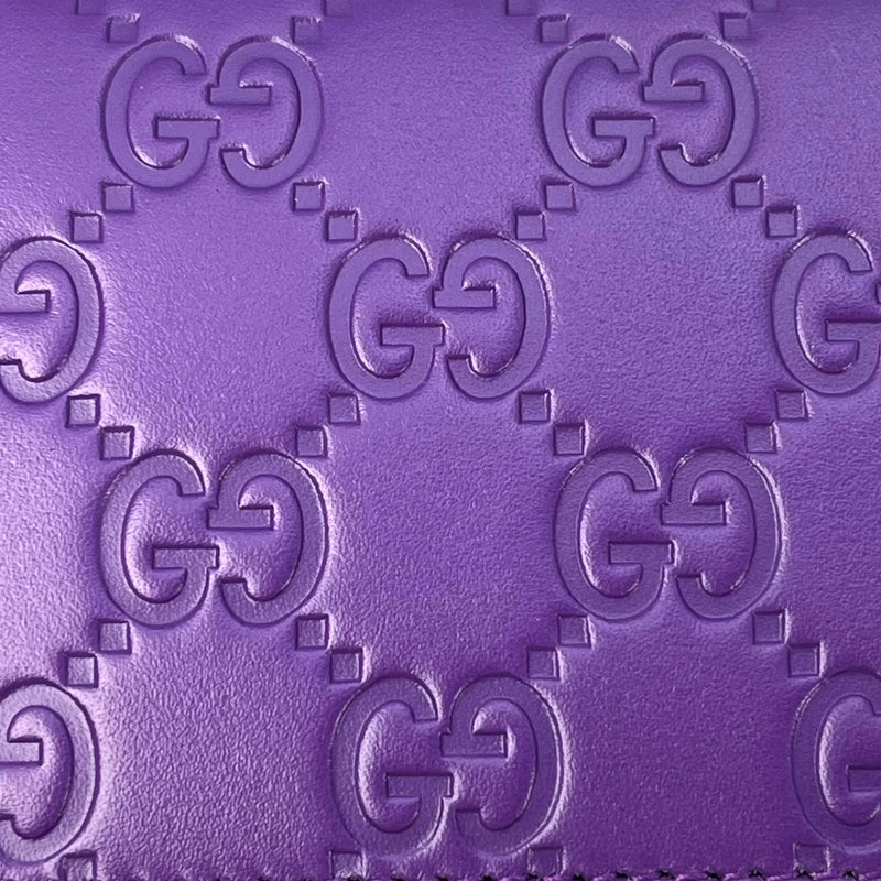 GUCCI Guccissima Leather Compact Wallet - Purple