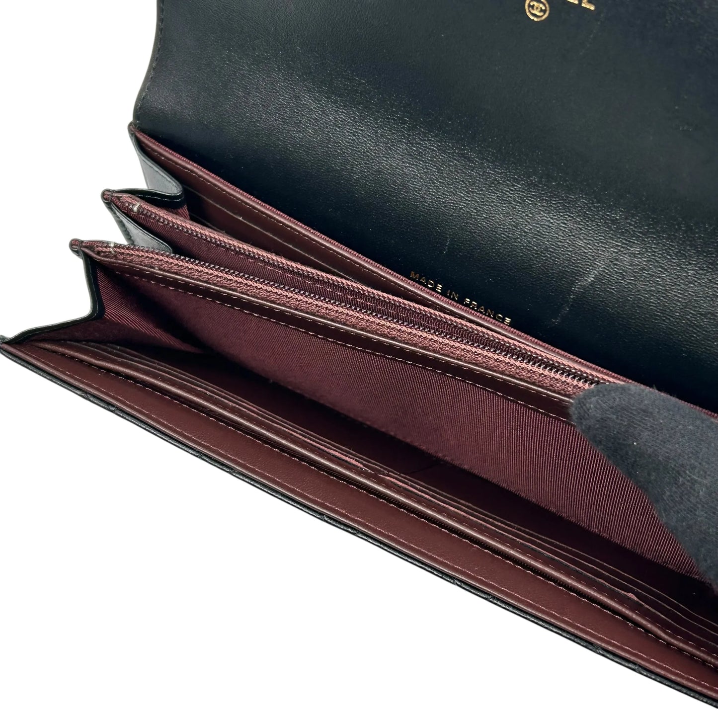 CHANEL CC Logo Lambskin Long Wallet - Black