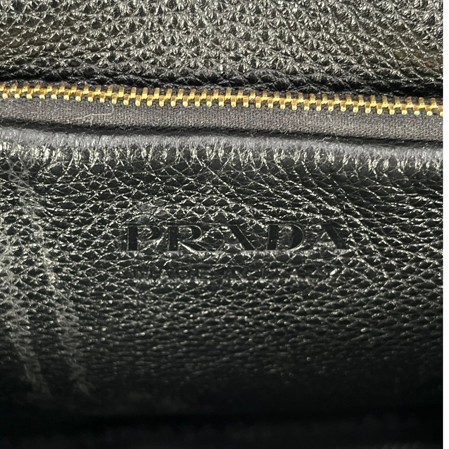 PRADA Punching Logo Hand Bag Leather - Black