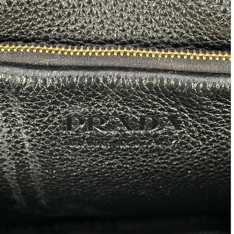 PRADA Punching Logo Hand Bag Leather - Black