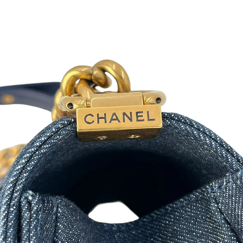 CHANEL Boy Flap Bag Chain Shoulder Bag - Navy