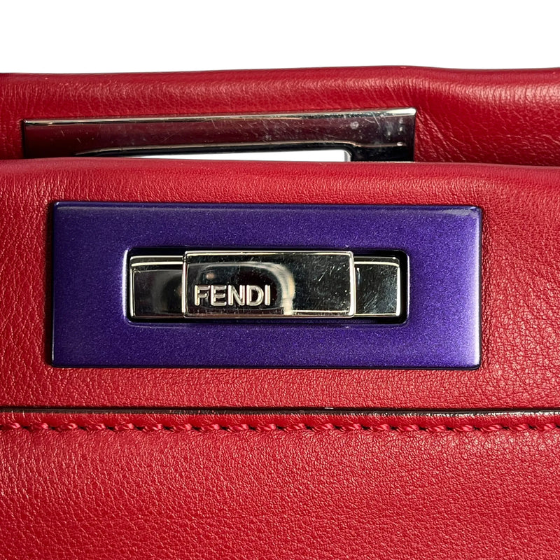 Fendi Peekaboo Iconic Medium Hand Bag Shoulder Bag - Red