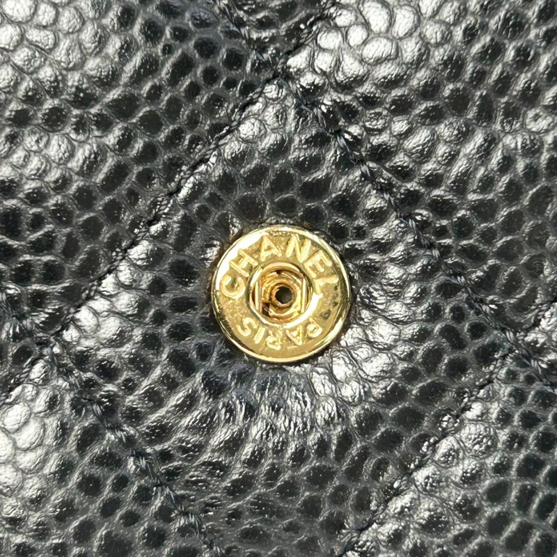 CHANEL Matelassé Caviar Leather Classic Flap Compact Wallet - Black 