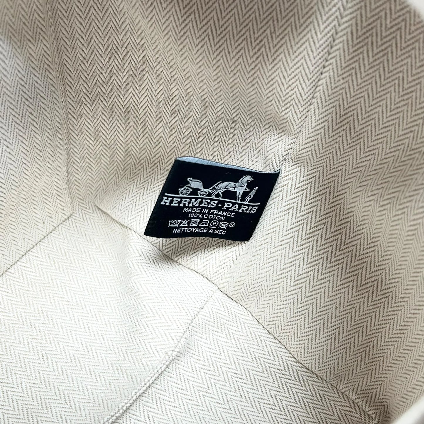 HERMES Bridesmaid Black GM Cotton Canvas Pouch - Beige