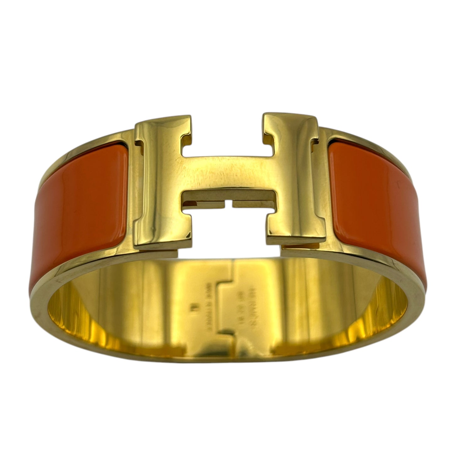 HERMES Clic Clac H Enamel Bracelet GM Orange