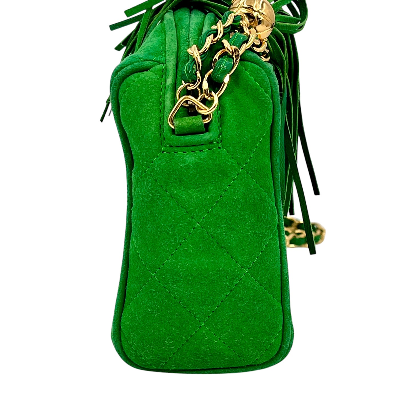 CHANEL Fringed Charm Chain Shoulder Green