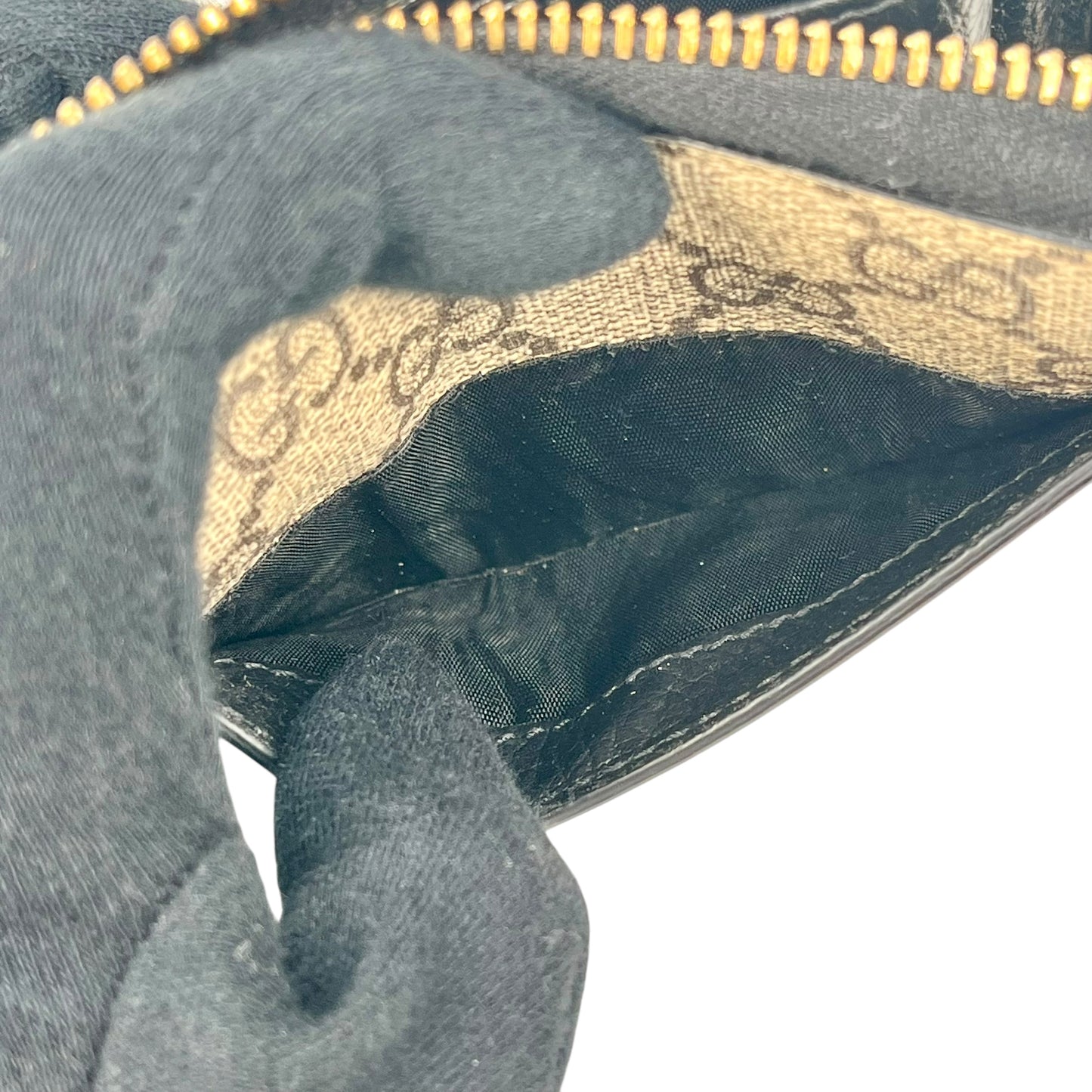 GUCCI GGsupreme×Leather Compact wallet