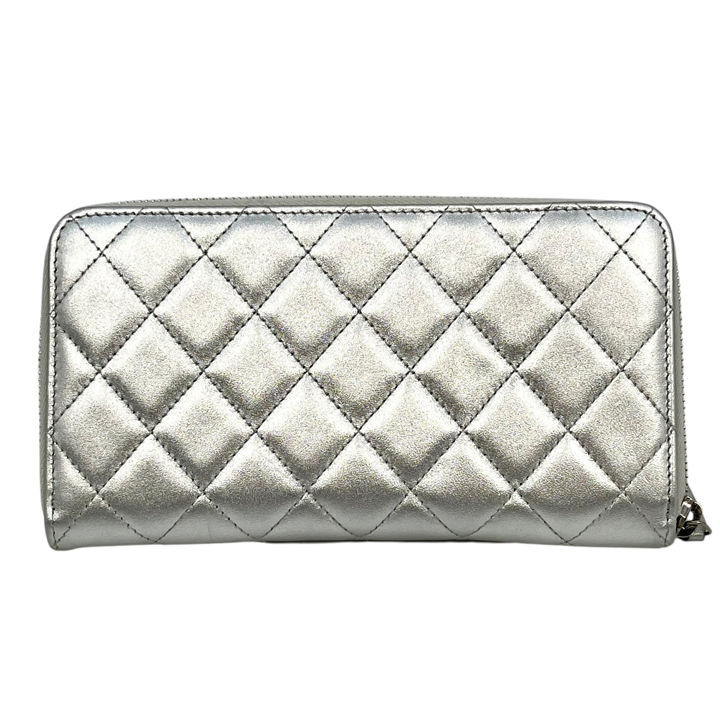 CHANEL Matlass Round Zipper Cocomark Silver