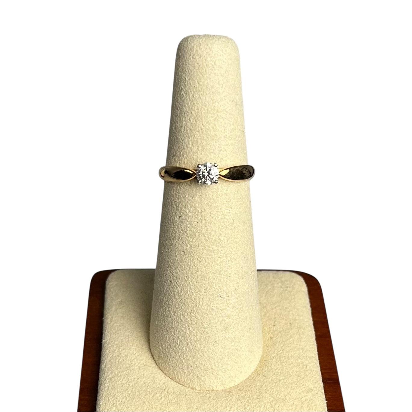 Tiffany Solitaire Diamond Ring 18KYG Pt950 Jewelry