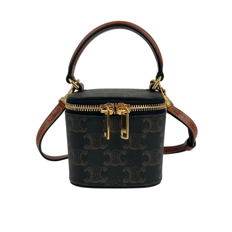 CELINE Mini Vanity Case in Triomphe Canvas & Calfskin Mini Bag