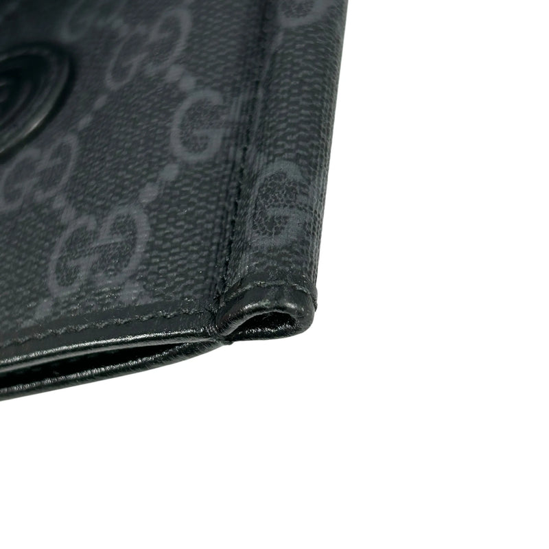 GUCCI Interloking G GG Supreme Money Clip Compact Wallet - Black