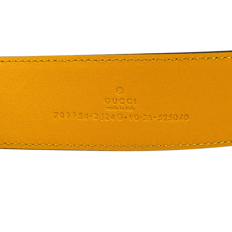 GUCCI Reversible Leather Belt Memorable Buckle - Orange Blue