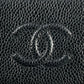 CHANEL CC Logo Caviarskin Zippy Card Case - Black