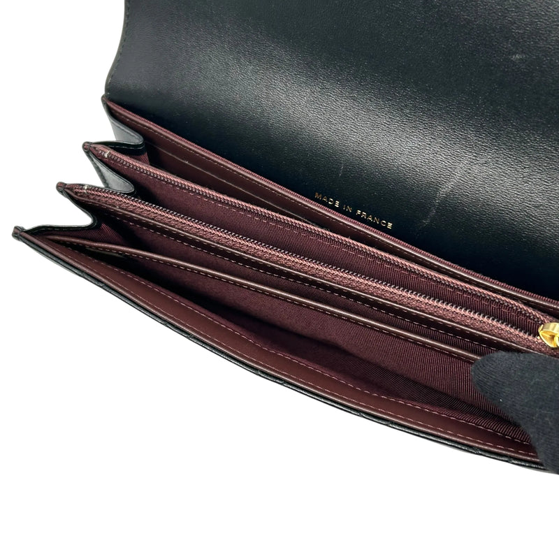 CHANEL CC Logo Lambskin Long Wallet - Black